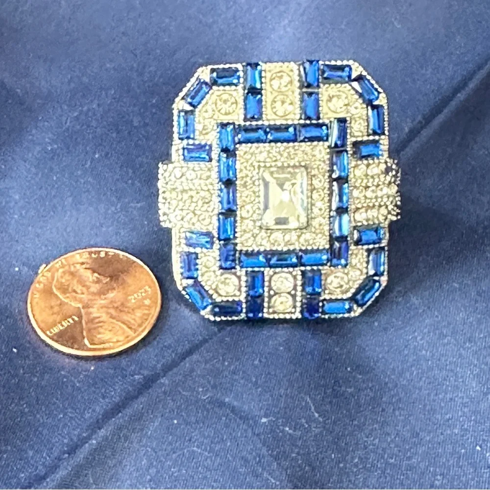 Silver tone and blue sapphire ring - Picture 6 of 7